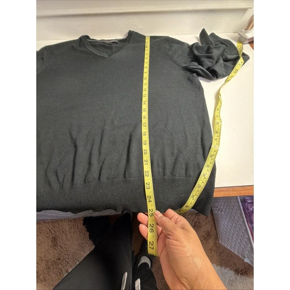 Banana Republic Mens Silk Cashmere V-Neck‎ Sweater Black Large Pullover